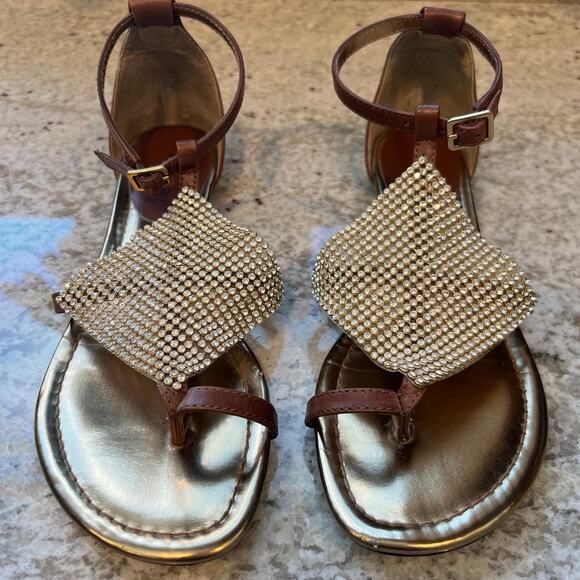 Tahari Sandals Rhinestone Diamond Jewel Embellishments Women's Size 6 - Picture 1 of 4